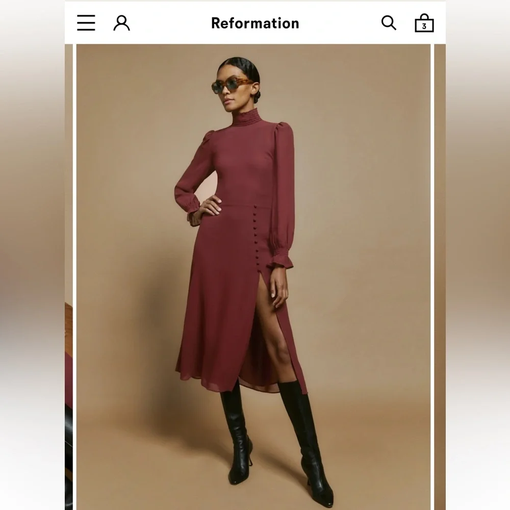 Reformation Stevi Dress in Plum size 2 - Picture 7 of 9